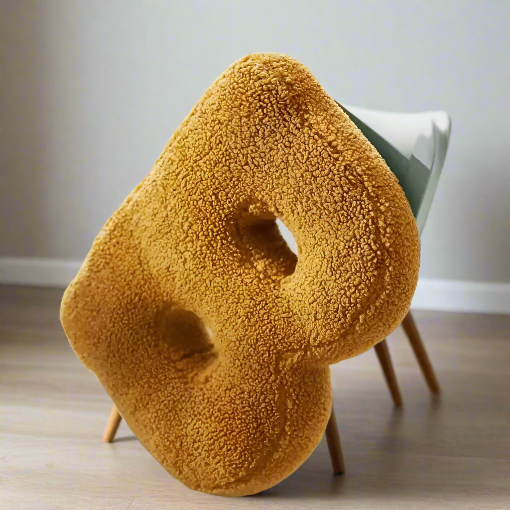 Coussin décoratif en velours – Forme de lettre – Alphabet complet