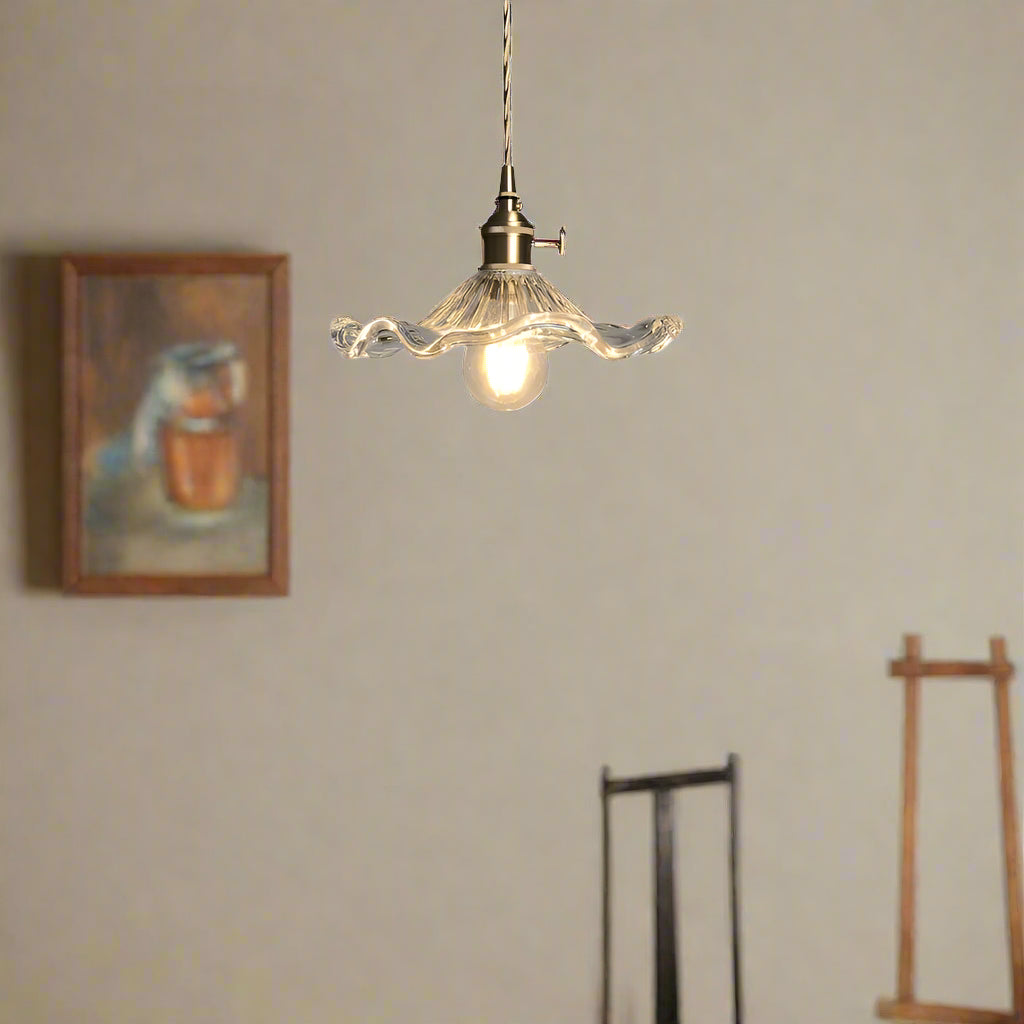 Suspension en forme de fleur – Hibiscus – Verre et laiton