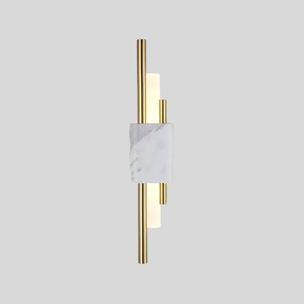 Applique murale en métal et marbre – Blanc, vert et or – LED intégrée