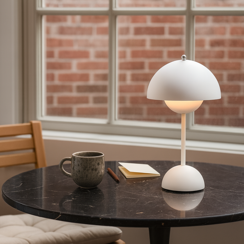 AuroraGlo – Lampe de table LED sans fil – Design moderne – Flowerpot V2 – 3 niveaux de luminosité