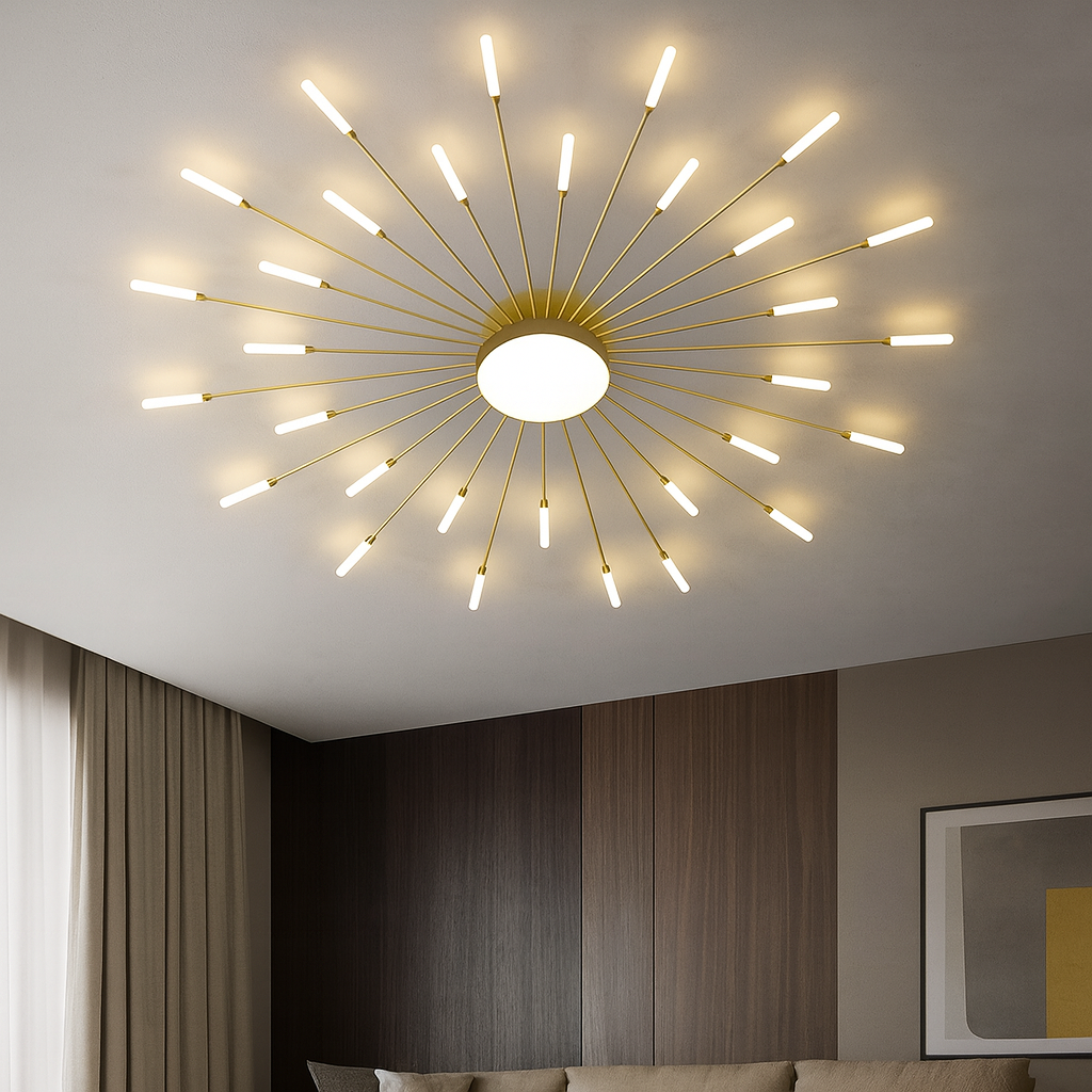 Birgit – Lustre en Métal et Verre – Forme Éventail Moderne – Éclairage Élégant pour Salon et Salle à Manger