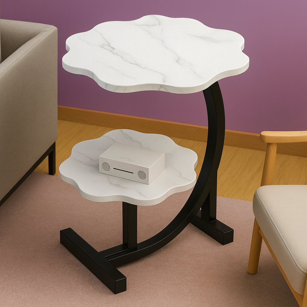 Caliora – Table d’appoint portable de luxe – Deux niveaux fonctionnels – Design compact et élégant pour intérieur moderne