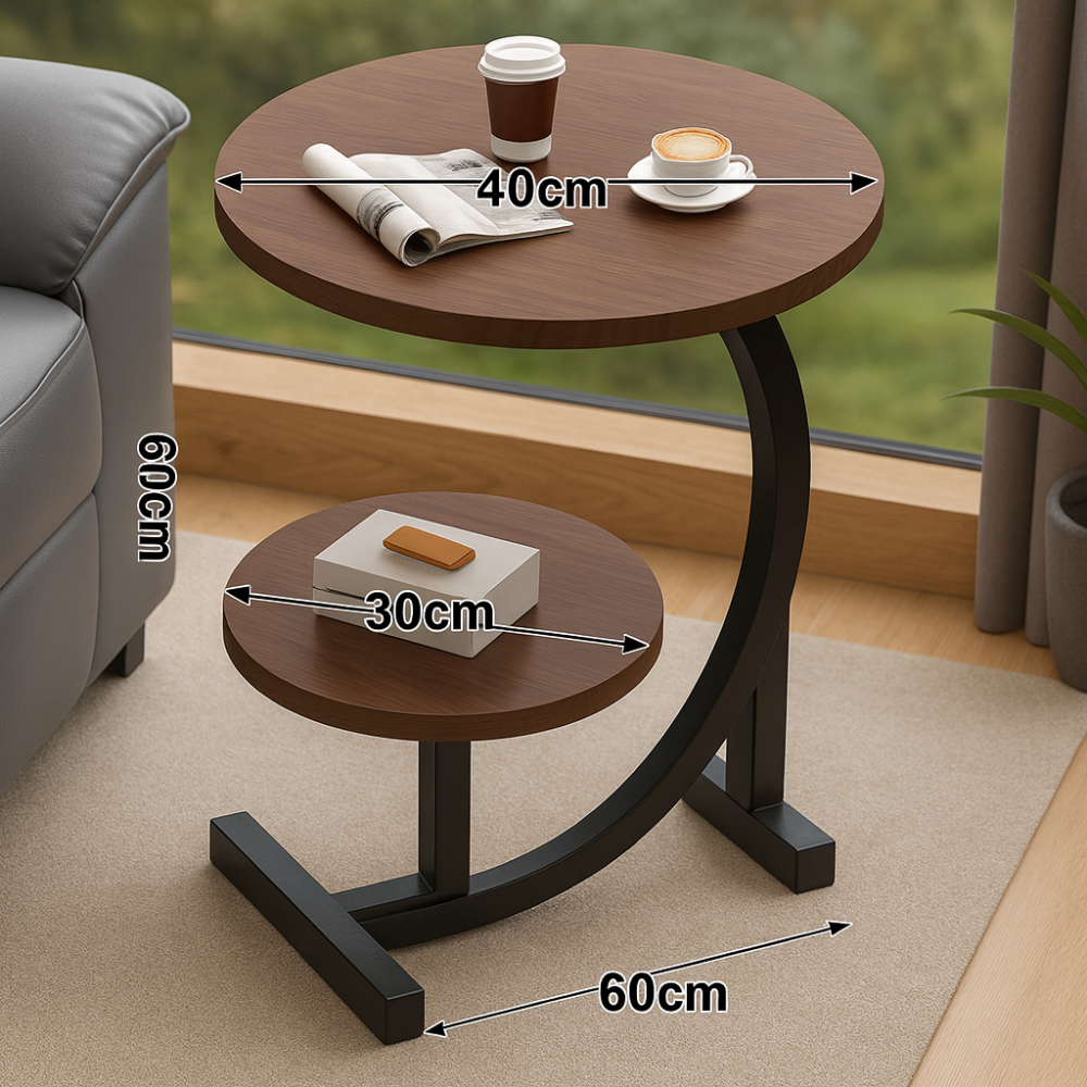 Caliora – Table d’appoint portable de luxe – Deux niveaux fonctionnels – Design compact et élégant pour intérieur moderne