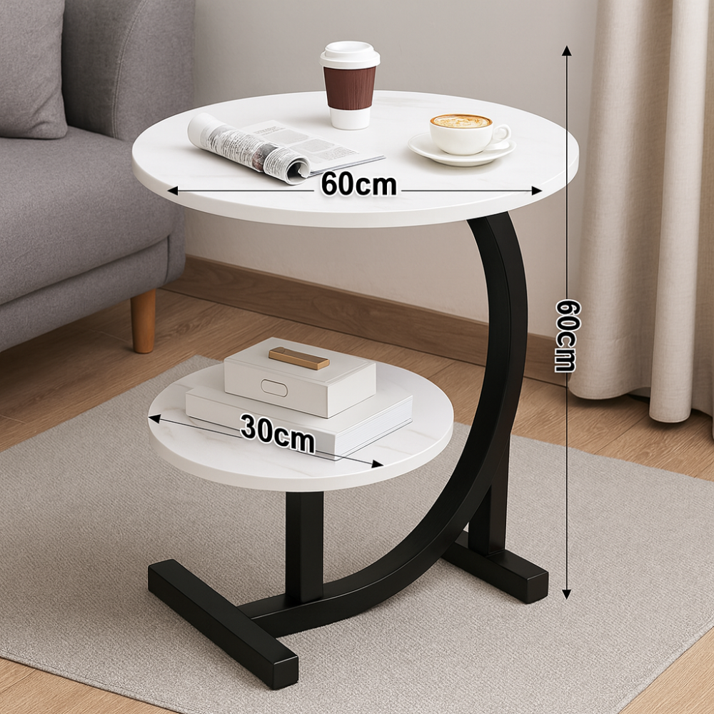 Caliora – Table d’appoint portable de luxe – Deux niveaux fonctionnels – Design compact et élégant pour intérieur moderne