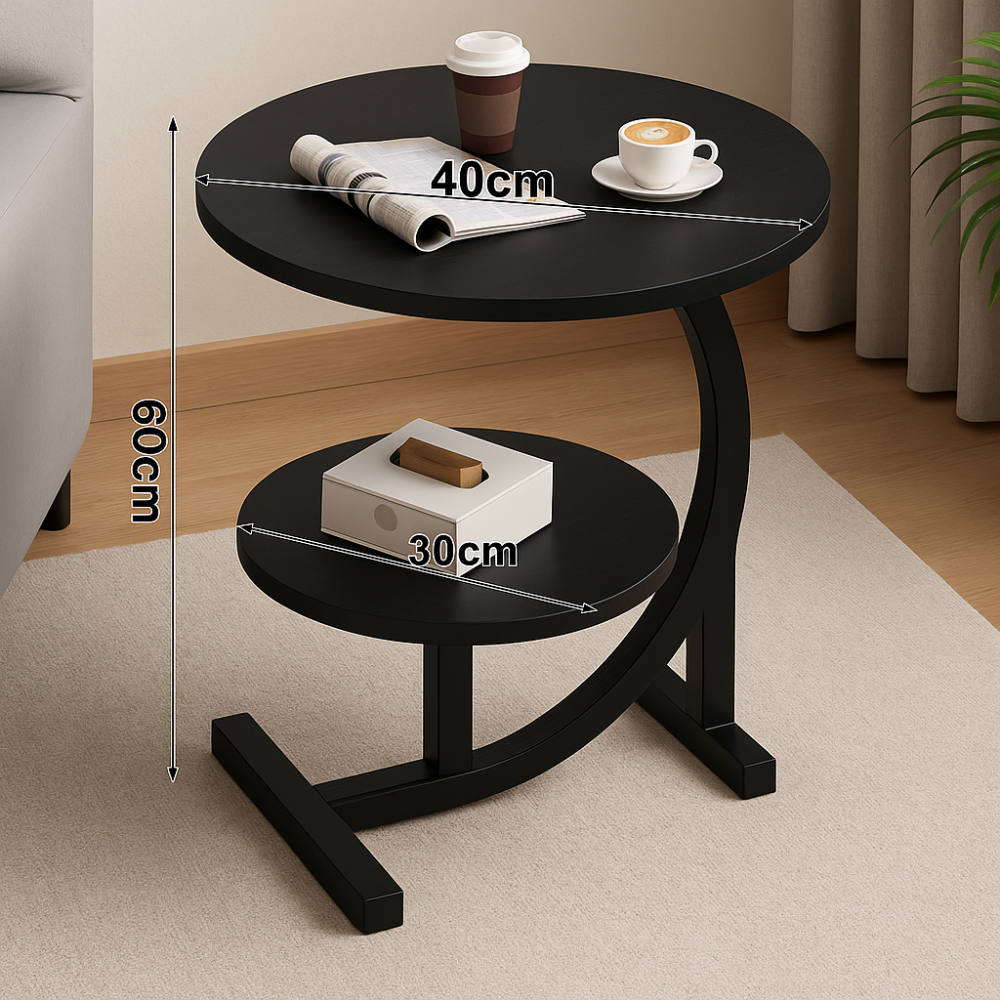Caliora – Table d’appoint portable de luxe – Deux niveaux fonctionnels – Design compact et élégant pour intérieur moderne