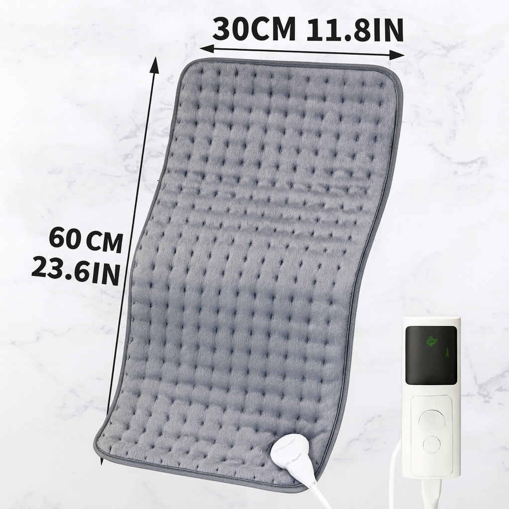 Maison Elvion – Coussin chauffant électrique multifonction – 9 niveaux de température – Minuterie automatique – Tissu doux en laine – 30 × 60 cm – Utilisation domestique et thérapeutique