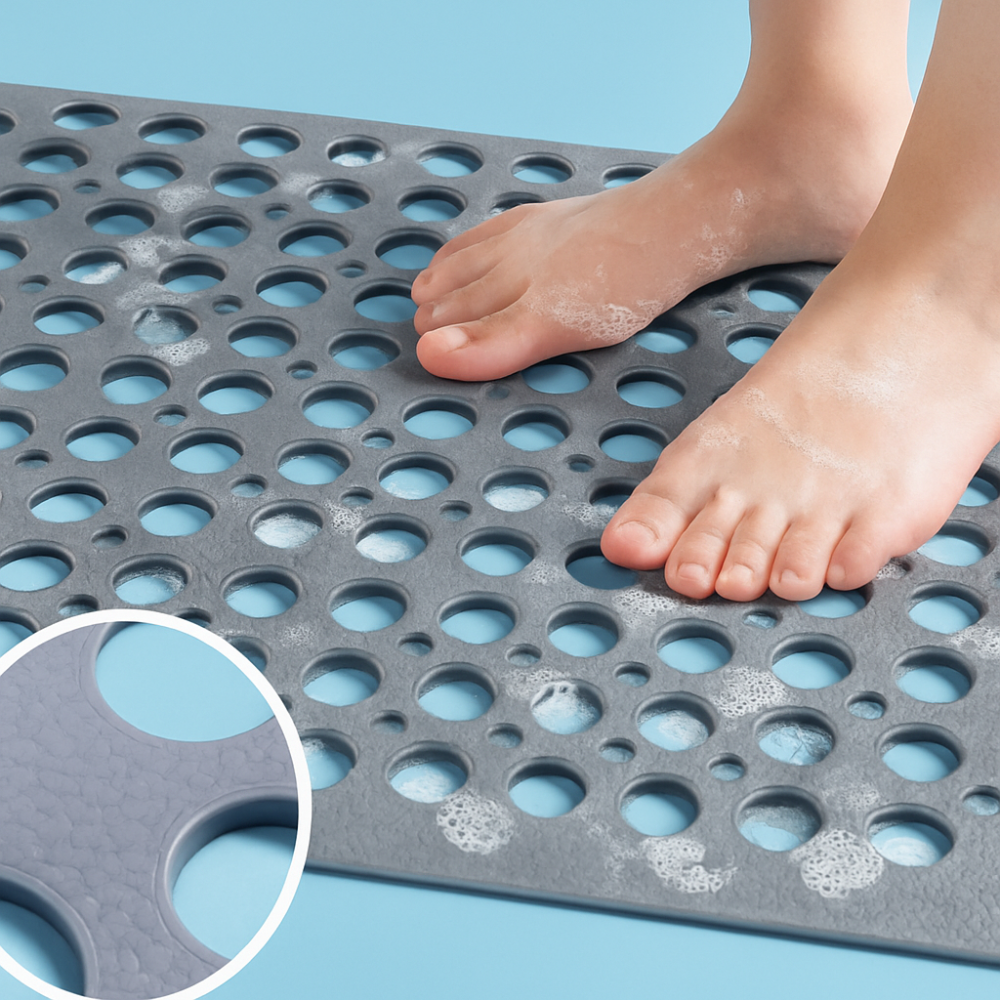 Dione – Tapis de douche antidérapant de luxe – Ventouses puissantes et séchage rapide – Sécurité et confort quotidien