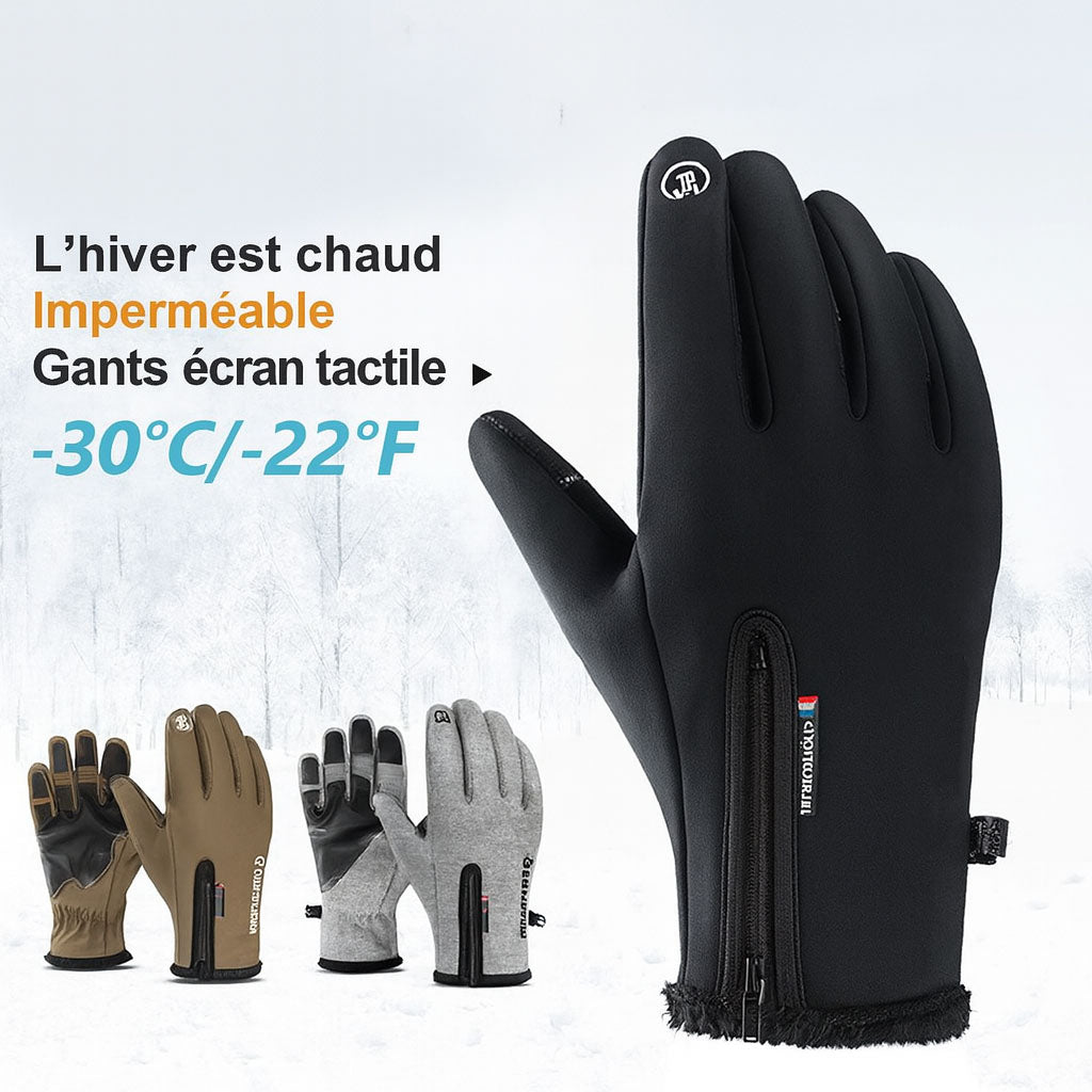 Maison Elvion – Gants thermiques imperméables – Compatibles avec les écrans tactiles – Doublure polaire chaude – Fermeture zippée pratique – Idéals pour les activités extérieures par temps froid