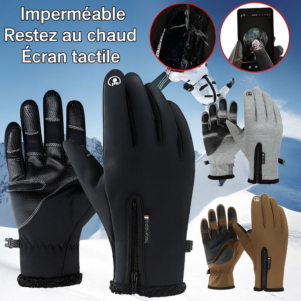 Maison Elvion – Gants thermiques imperméables – Compatibles avec les écrans tactiles – Doublure polaire chaude – Fermeture zippée pratique – Idéals pour les activités extérieures par temps froid