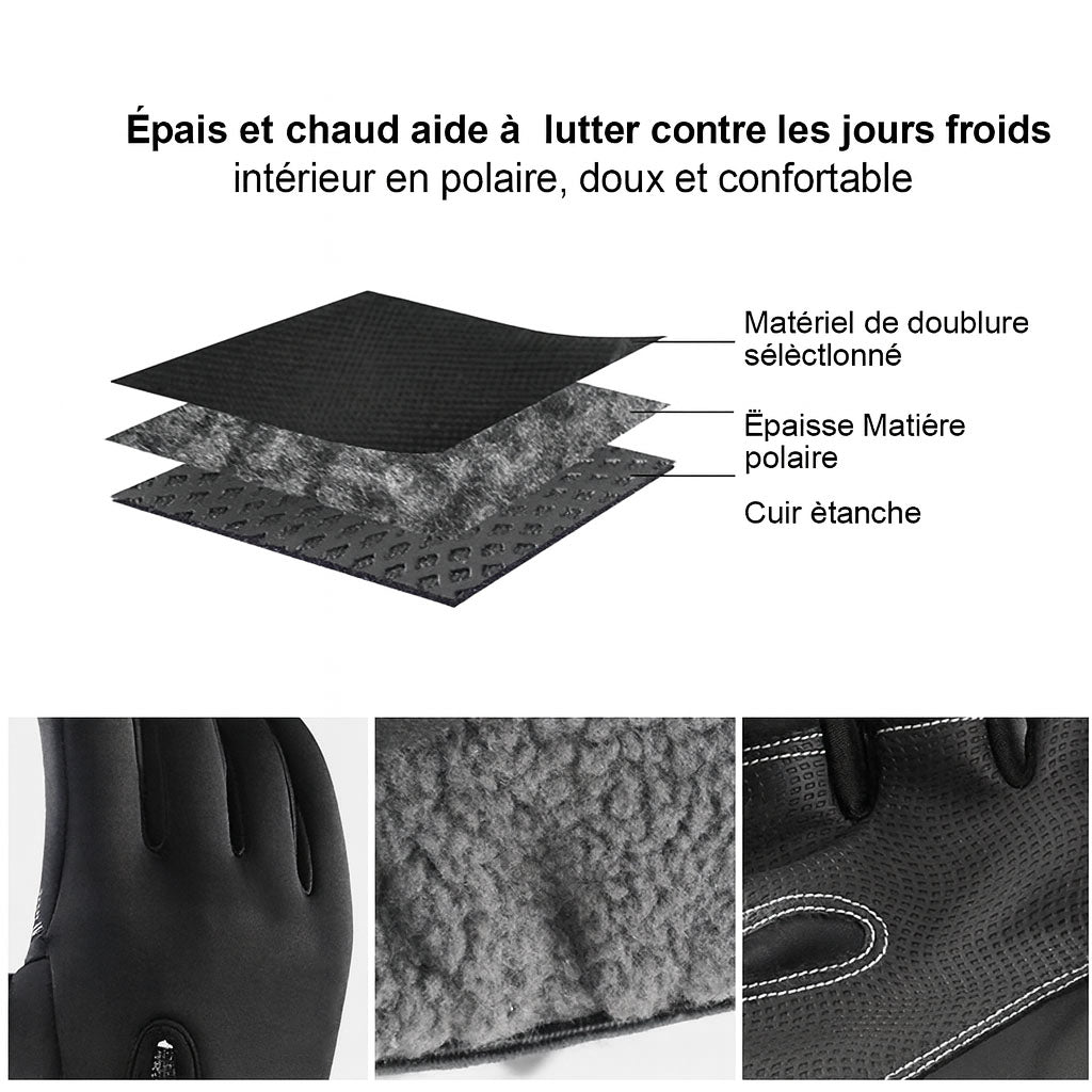 Maison Elvion – Gants thermiques imperméables – Compatibles avec les écrans tactiles – Doublure polaire chaude – Fermeture zippée pratique – Idéals pour les activités extérieures par temps froid
