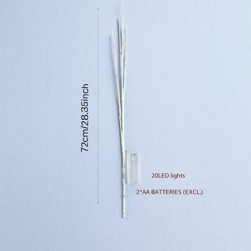 Guirlande LED branche de bouleau blanc – Lumières décoratives à piles – Blanc chaud – 72 cm – Intérieur et extérieur – Mariage et Noël