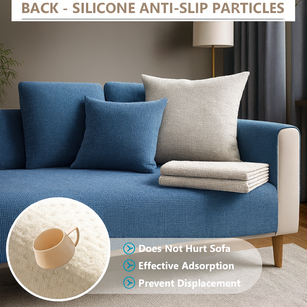 Housse de canapé universelle antidérapante – Coton et lin – Beige kaki – Pour canapés droits et d’angle