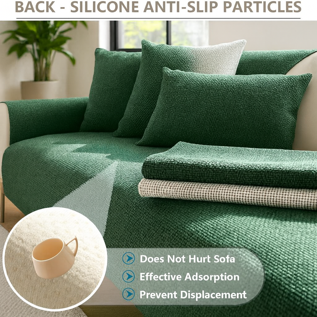 Housse de canapé universelle antidérapante – Coton et lin – Beige kaki – Pour canapés droits et d’angle