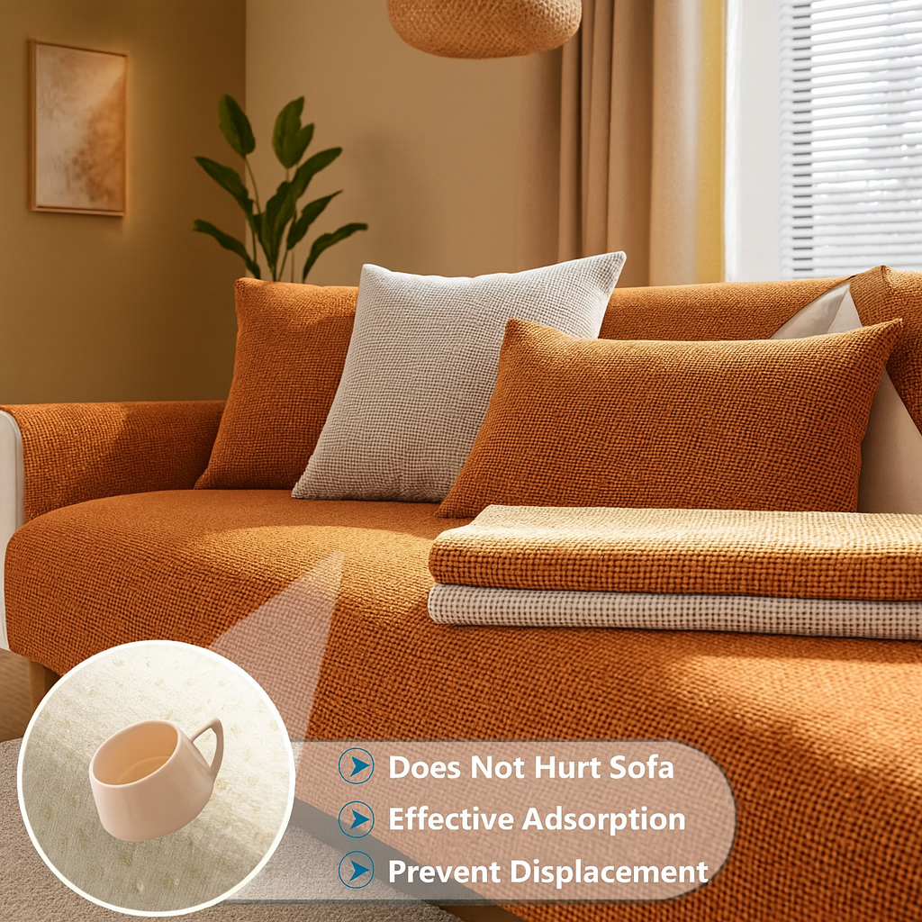 Housse de canapé universelle antidérapante – Coton et lin – Beige kaki – Pour canapés droits et d’angle