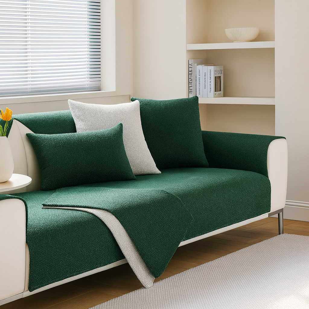 Housse de canapé universelle antidérapante – Coton et lin – Beige kaki – Pour canapés droits et d’angle