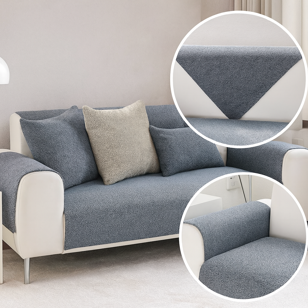 Housse de canapé universelle antidérapante – Coton et lin – Beige kaki – Pour canapés droits et d’angle