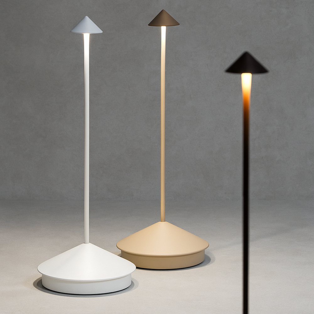 Lampe de table LED moderne – Sans fil et rechargeable – Éclairage dimmable – Design élégant et résistant à l’eau – Utilisation intérieure et extérieure