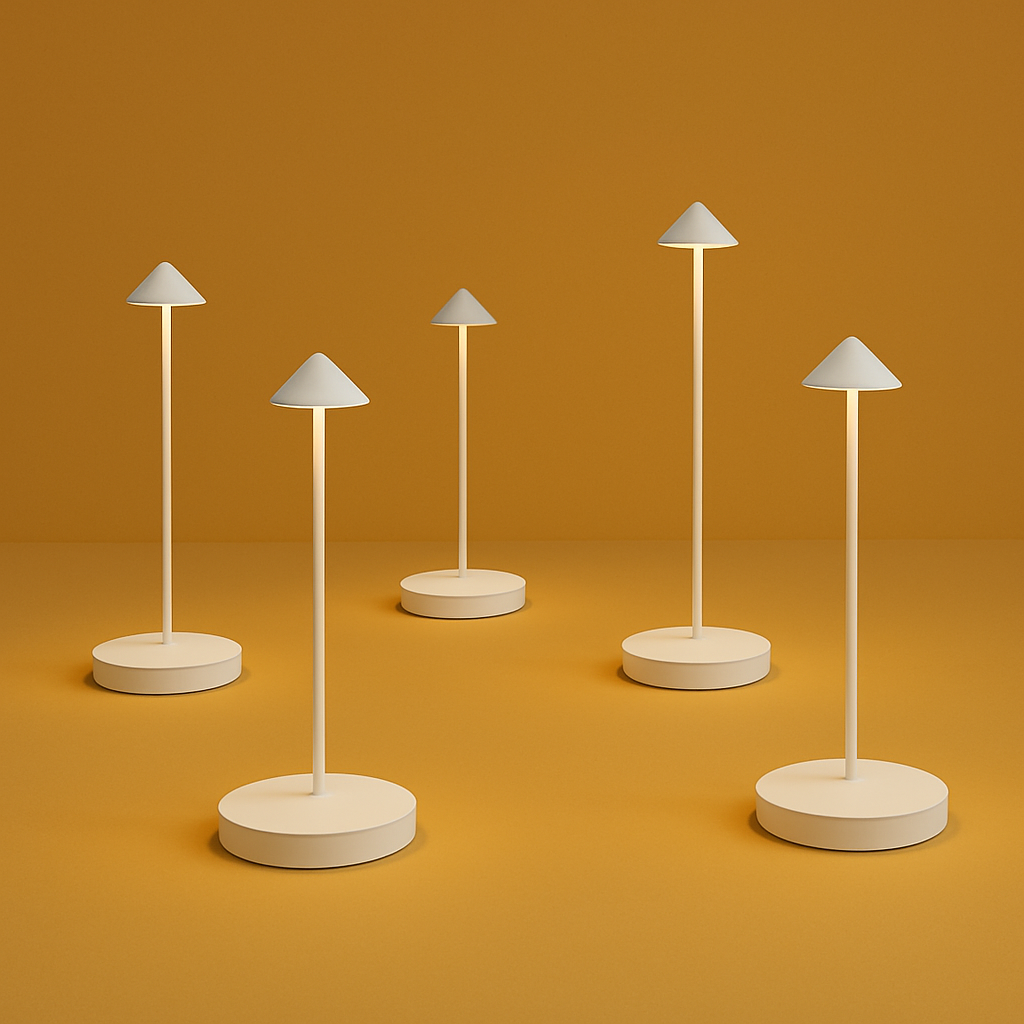 Lampe de table LED moderne – Sans fil et rechargeable – Éclairage dimmable – Design élégant et résistant à l’eau – Utilisation intérieure et extérieure