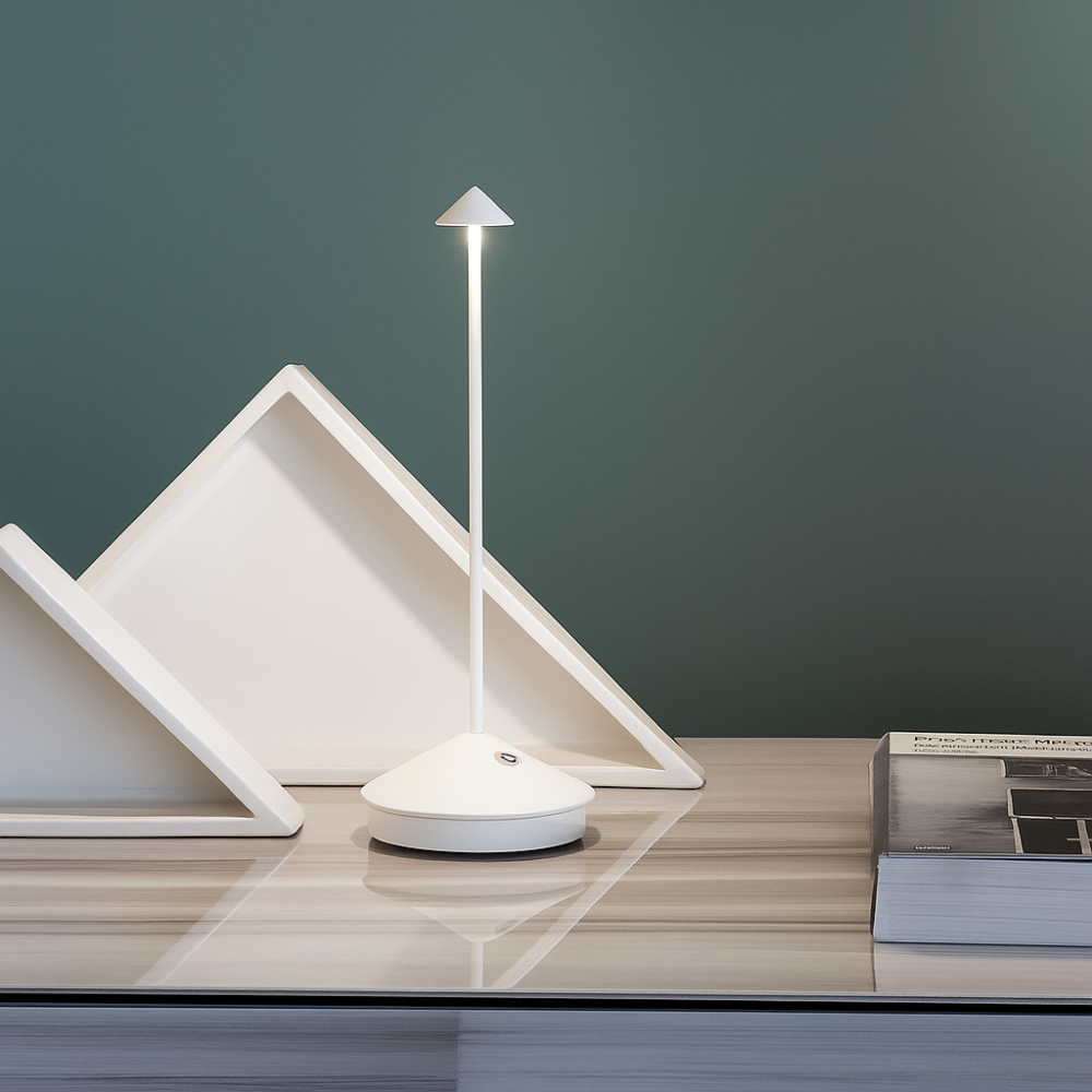 Lampe de table LED moderne – Sans fil et rechargeable – Éclairage dimmable – Design élégant et résistant à l’eau – Utilisation intérieure et extérieure