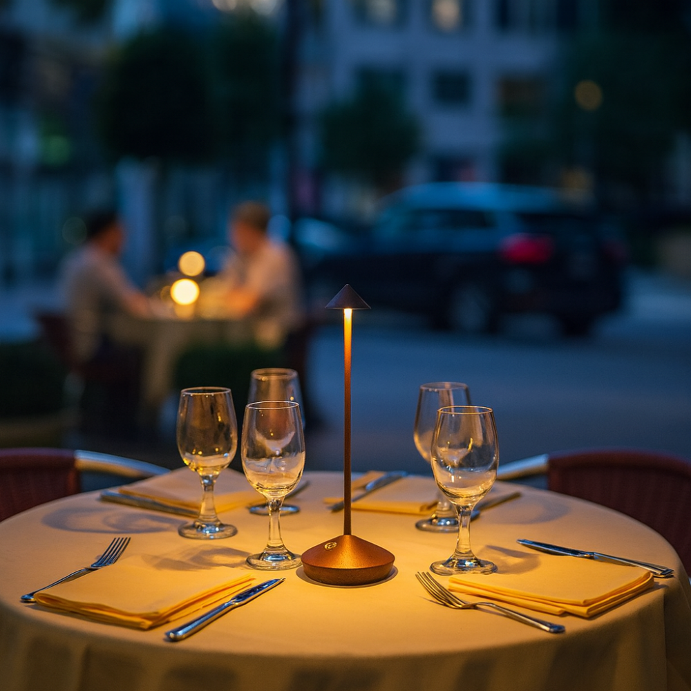 Lampe de table LED moderne – Sans fil et rechargeable – Éclairage dimmable – Design élégant et résistant à l’eau – Utilisation intérieure et extérieure