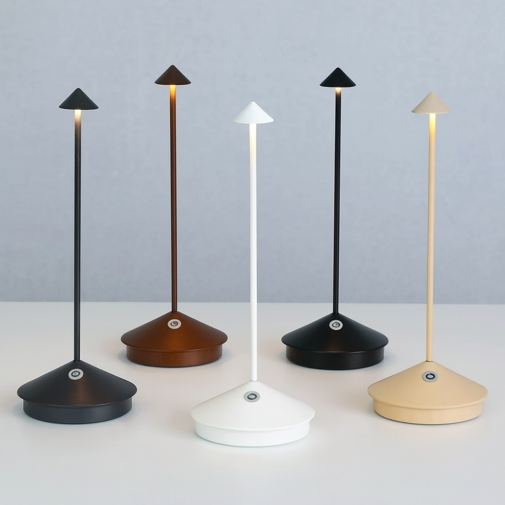 Lampe de table LED moderne – Sans fil et rechargeable – Éclairage dimmable – Design élégant et résistant à l’eau – Utilisation intérieure et extérieure