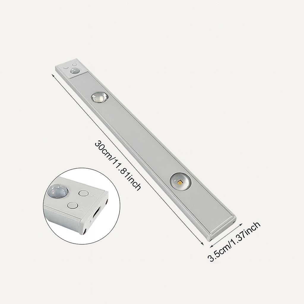 Maison Elvion – Luminaire LED sans fil avec capteur de mouvement – Rechargeable par USB – Éclairage réglable à 3 couleurs – Installation facile sans câblage – Idéal pour couloir, armoire ou escalier