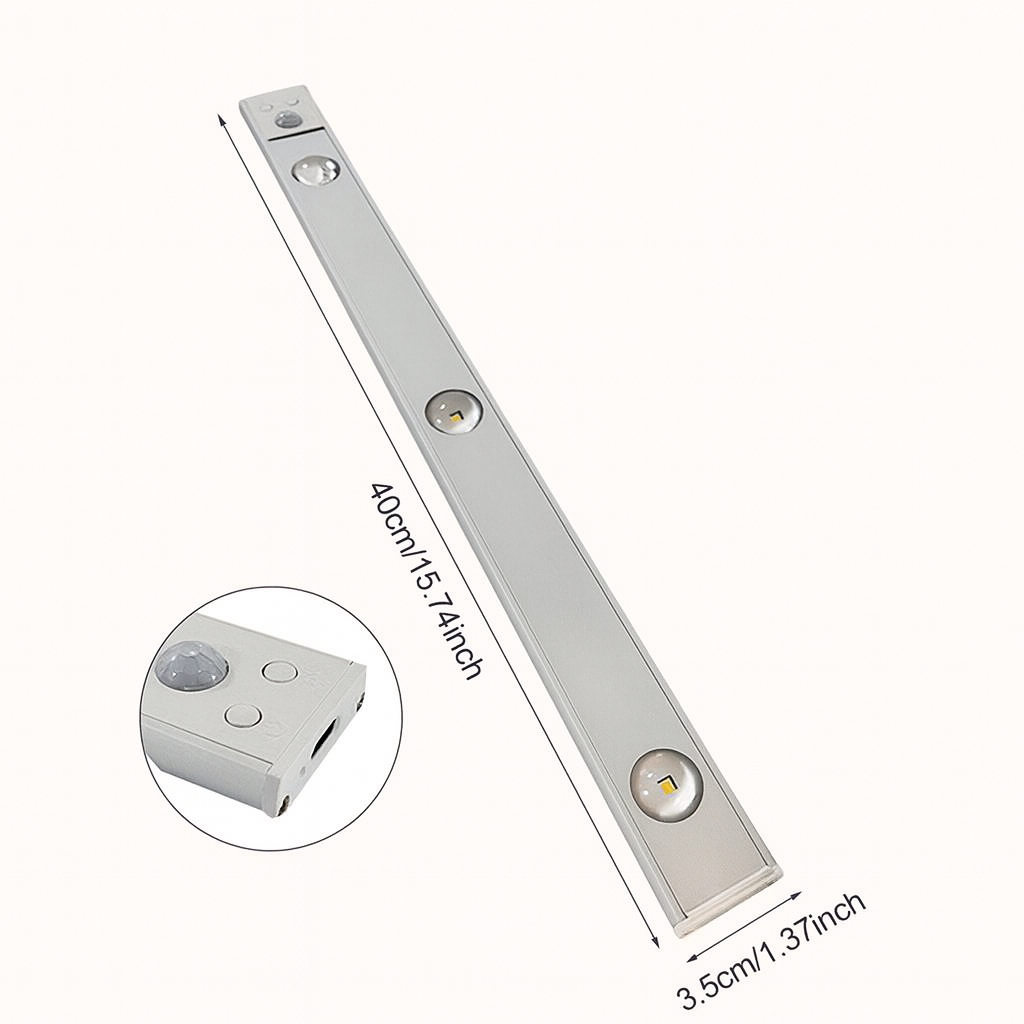 Maison Elvion – Luminaire LED sans fil avec capteur de mouvement – Rechargeable par USB – Éclairage réglable à 3 couleurs – Installation facile sans câblage – Idéal pour couloir, armoire ou escalier