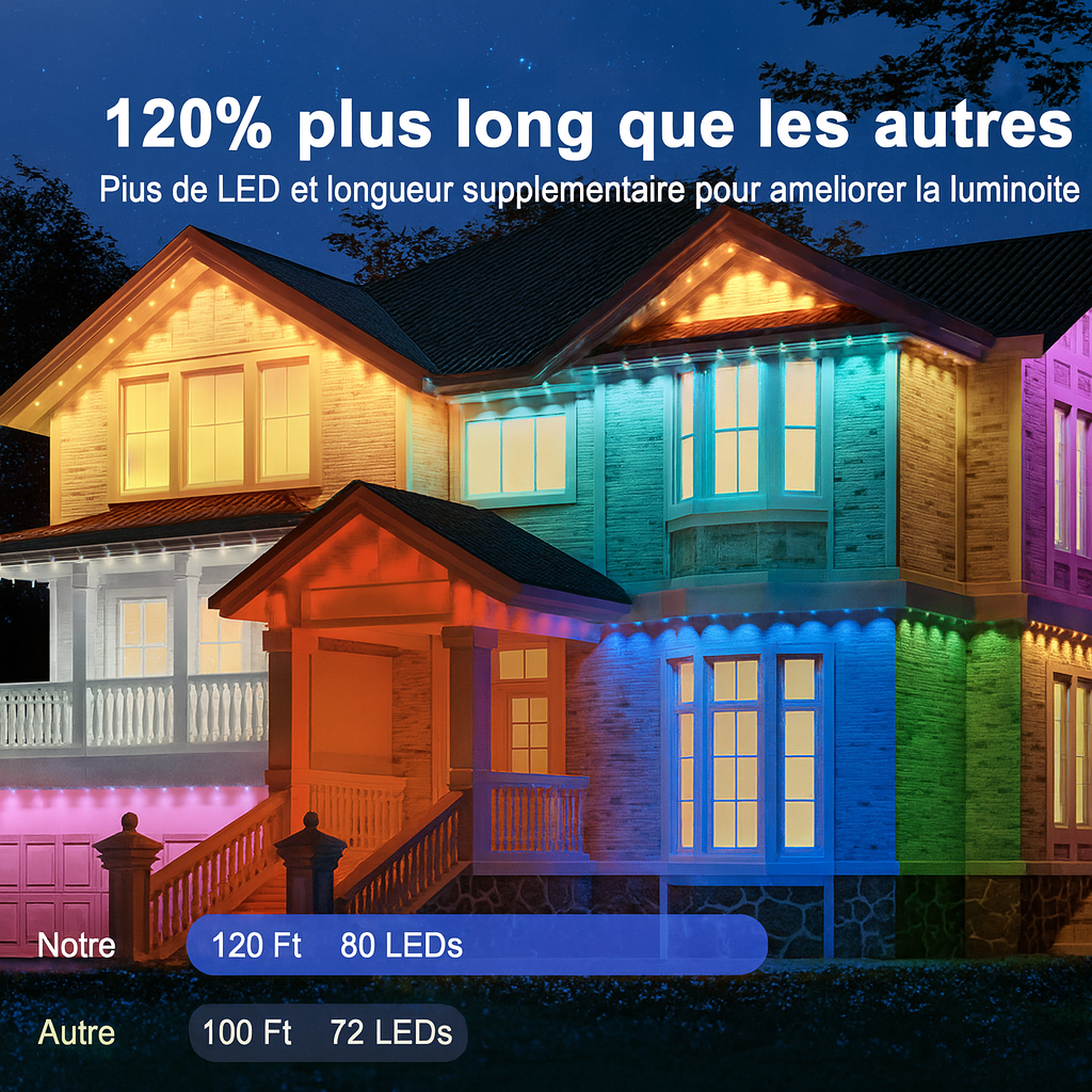 Novostella Vitopia – Guirlande LED extérieure intelligente RGBIC – Lumière multicolore permanente – Contrôle via app, télécommande et voix – Étanche