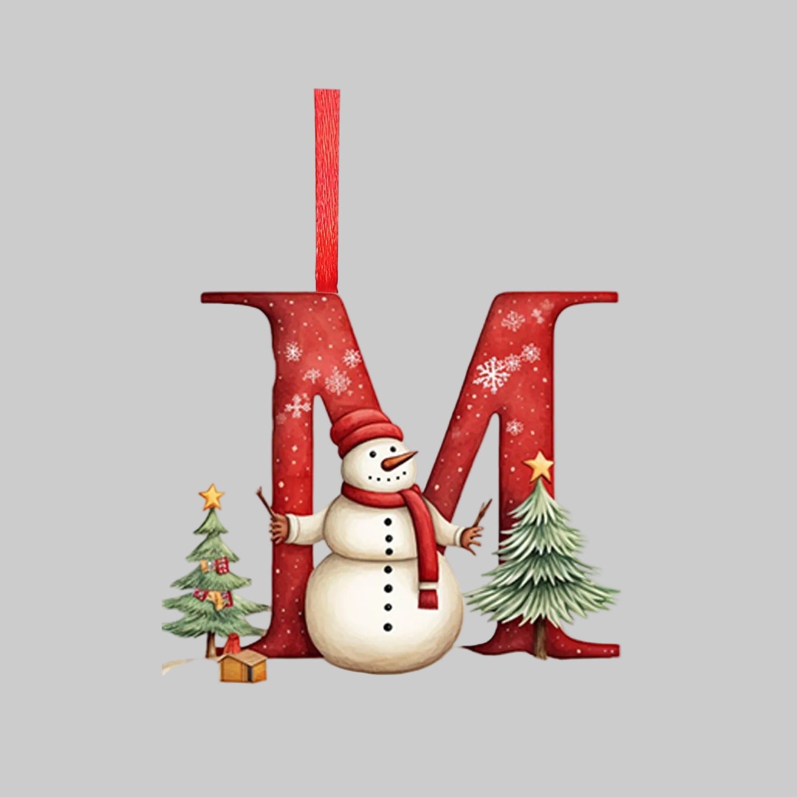 Ornements lettres de Noël en acrylique A-Z – 26 pièces – Suspendus pour arbre, décoration intérieure et festive – Noël 2025