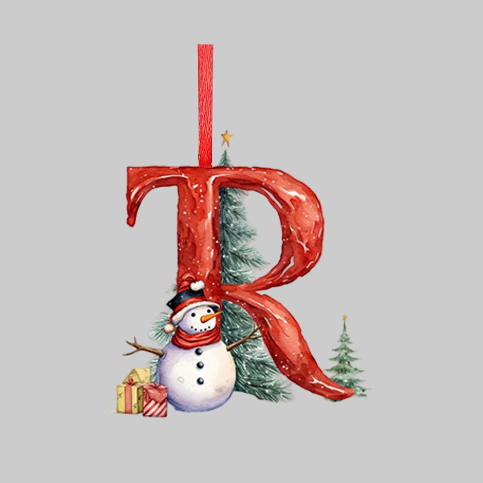 Ornements lettres de Noël en acrylique A-Z – 26 pièces – Suspendus pour arbre, décoration intérieure et festive – Noël 2025