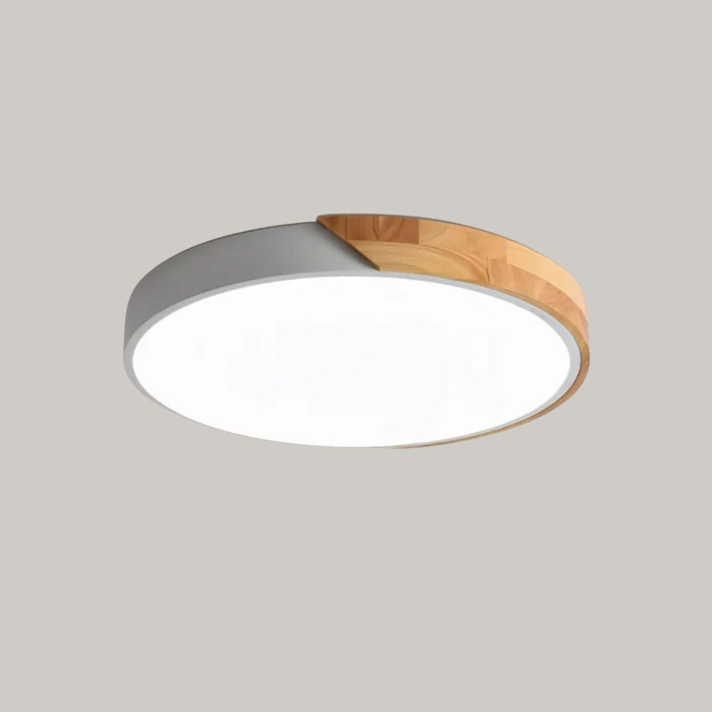 Plafonnier LED en bois – Design scandinave naturel – Éclairage blanc froid – Structure bois et acrylique – Ø 23 cm ou Ø 30 cm – Installation plafond facile