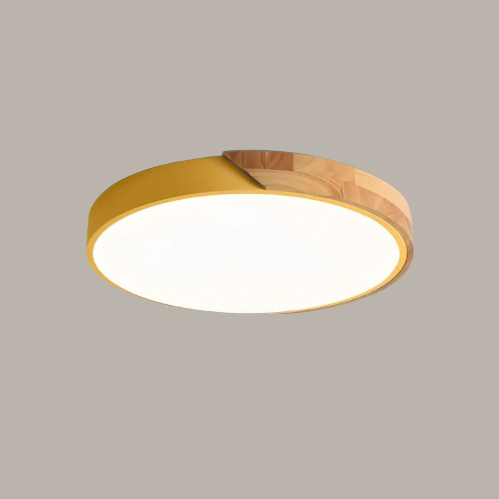 Plafonnier LED en bois – Design scandinave naturel – Éclairage blanc froid – Structure bois et acrylique – Ø 23 cm ou Ø 30 cm – Installation plafond facile