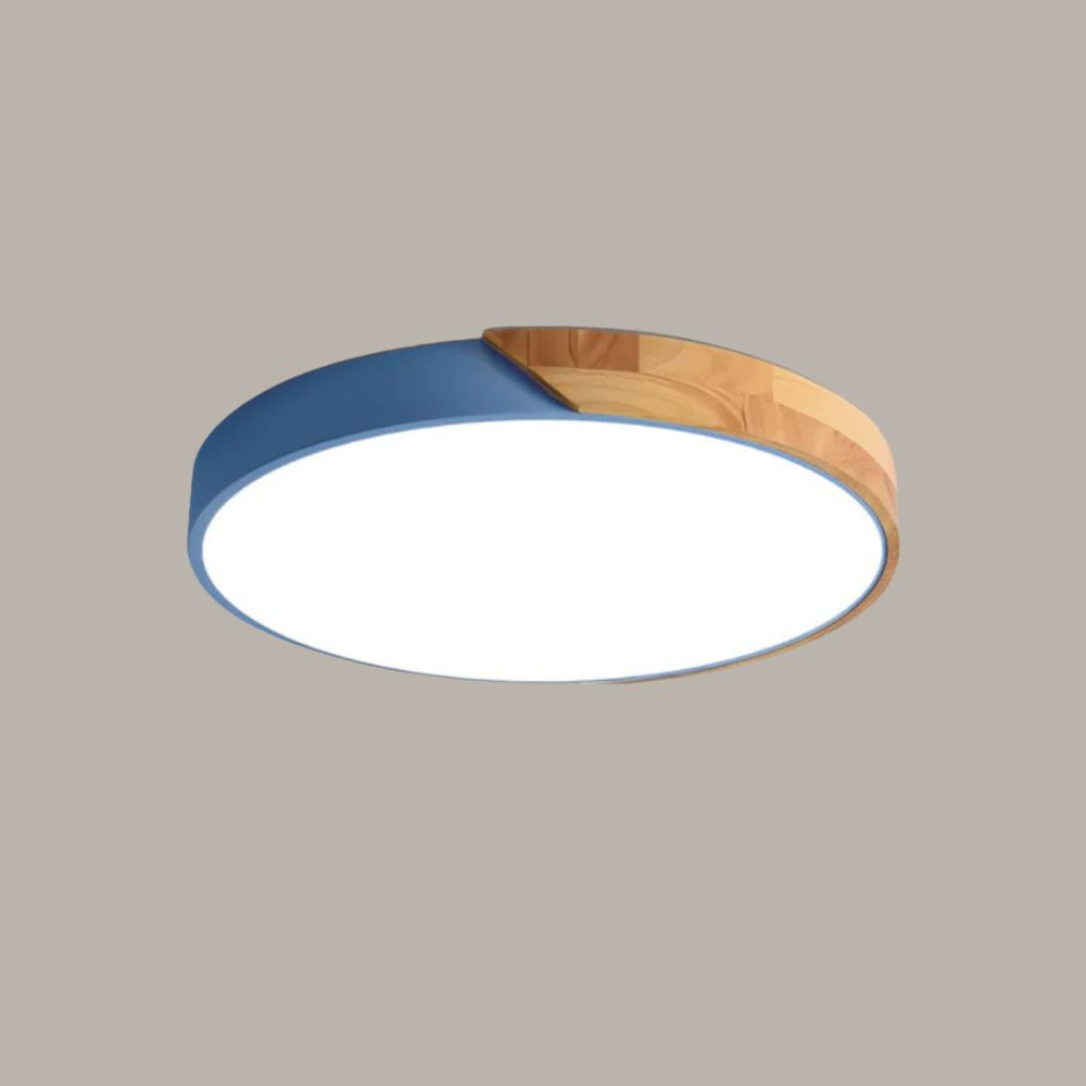 Plafonnier LED en bois – Design scandinave naturel – Éclairage blanc froid – Structure bois et acrylique – Ø 23 cm ou Ø 30 cm – Installation plafond facile