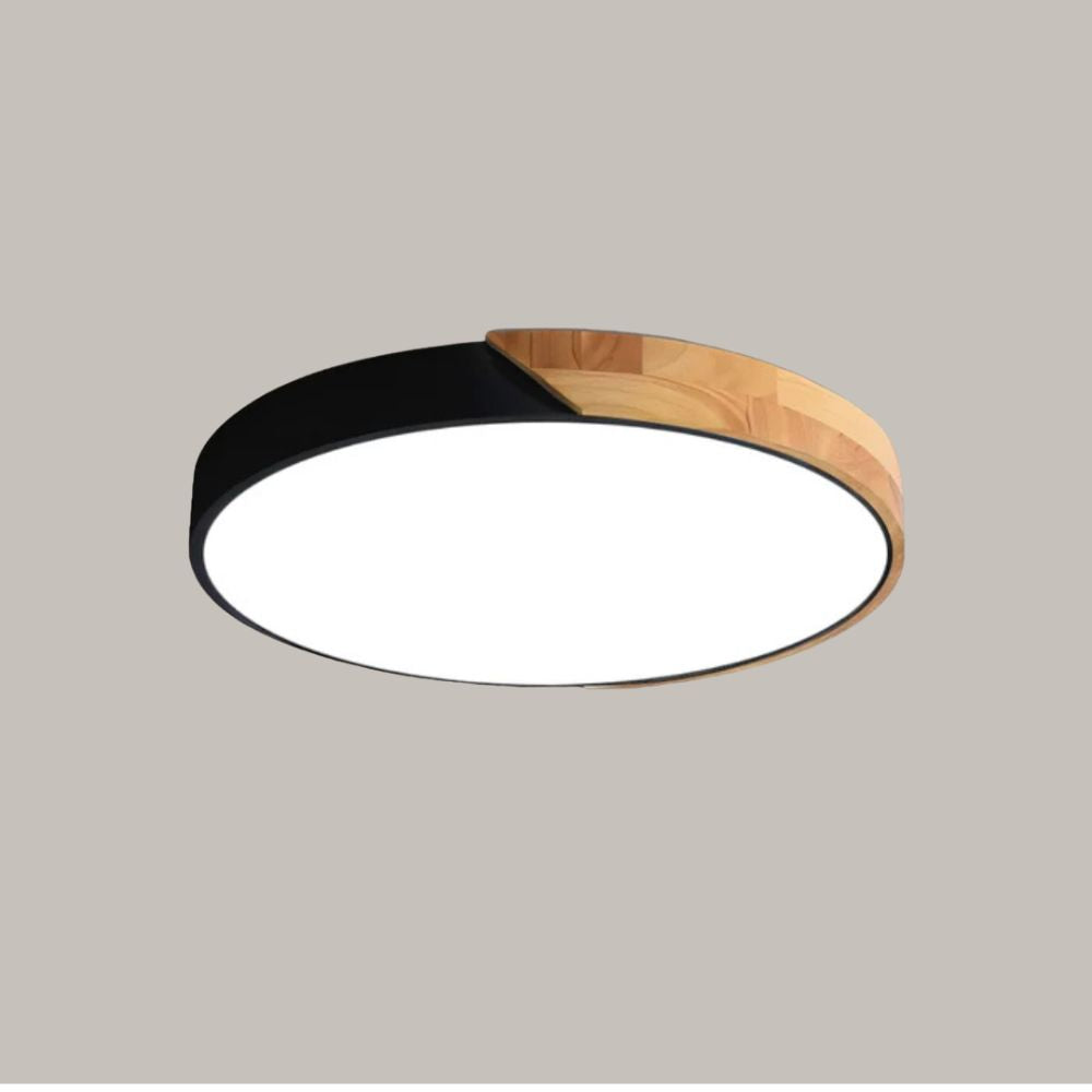 Plafonnier LED en bois – Design scandinave naturel – Éclairage blanc froid – Structure bois et acrylique – Ø 23 cm ou Ø 30 cm – Installation plafond facile