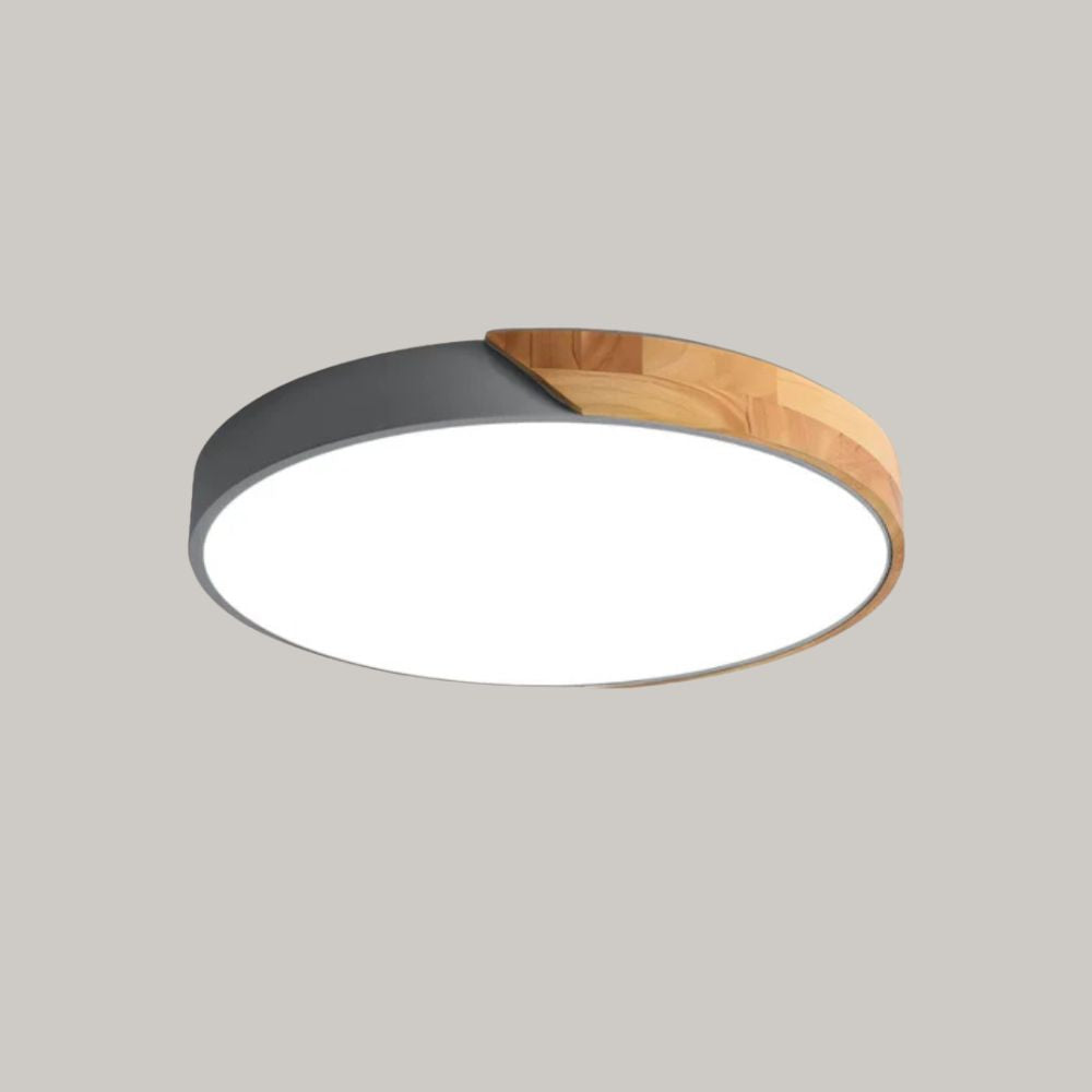Plafonnier LED en bois – Design scandinave naturel – Éclairage blanc froid – Structure bois et acrylique – Ø 23 cm ou Ø 30 cm – Installation plafond facile