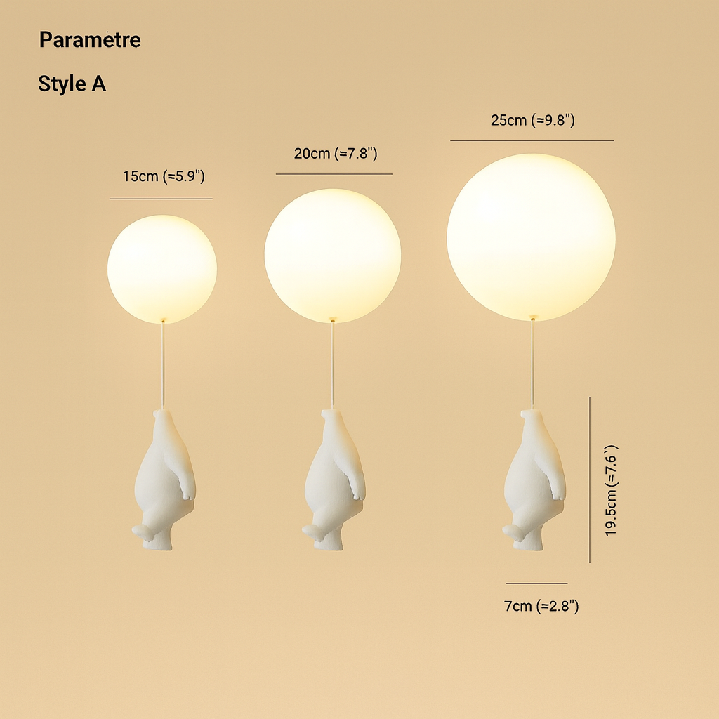 Maison Elvion – Plafonnier pour enfants avec ours et ballon – Design CloudBear – LED intégrée 3000K – Éclairage décoratif pour chambre d’enfant – Ø40 cm