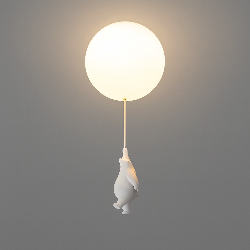 Maison Elvion – Plafonnier pour enfants avec ours et ballon – Design CloudBear – LED intégrée 3000K – Éclairage décoratif pour chambre d’enfant – Ø40 cm