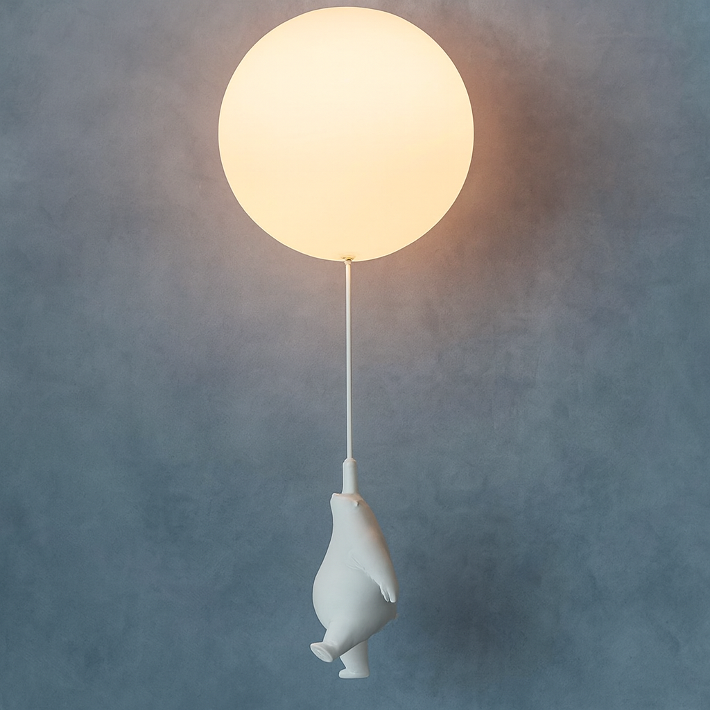 Maison Elvion – Plafonnier pour enfants avec ours et ballon – Design CloudBear – LED intégrée 3000K – Éclairage décoratif pour chambre d’enfant – Ø40 cm