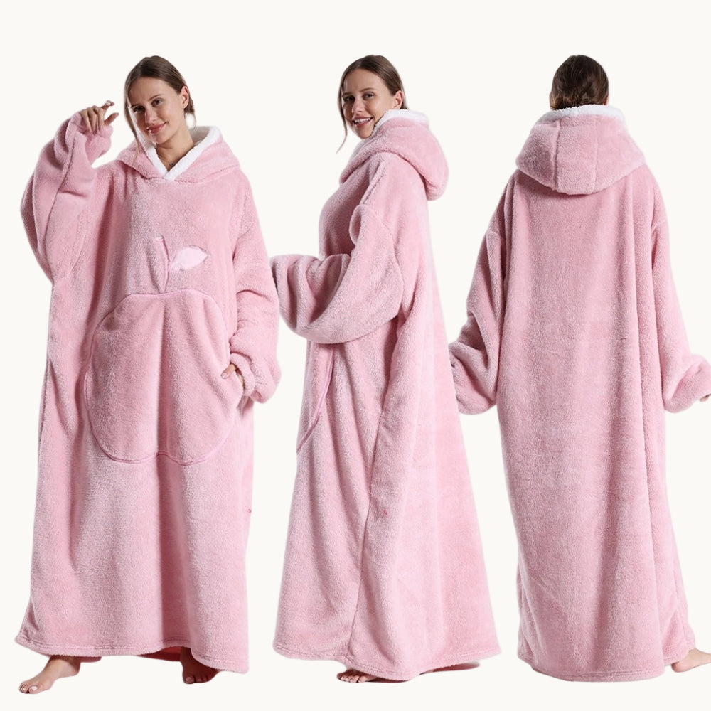 Maison Elvion – Poncho plaid long en polaire – Coupe ample et chaude – Longueur jusqu’aux chevilles – Tissu doux et respirant – Idéal pour l’hiver à la maison
