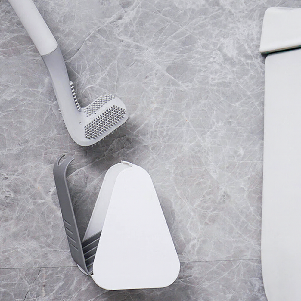 SmartBrush – Brosse de toilette intelligente – Tête flexible en L – Poils en TPR anti-saleté – Support mural sans perçage