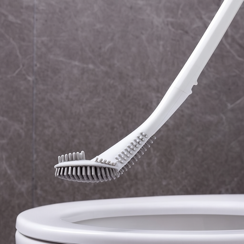 SmartBrush – Brosse de toilette intelligente – Tête flexible en L – Poils en TPR anti-saleté – Support mural sans perçage
