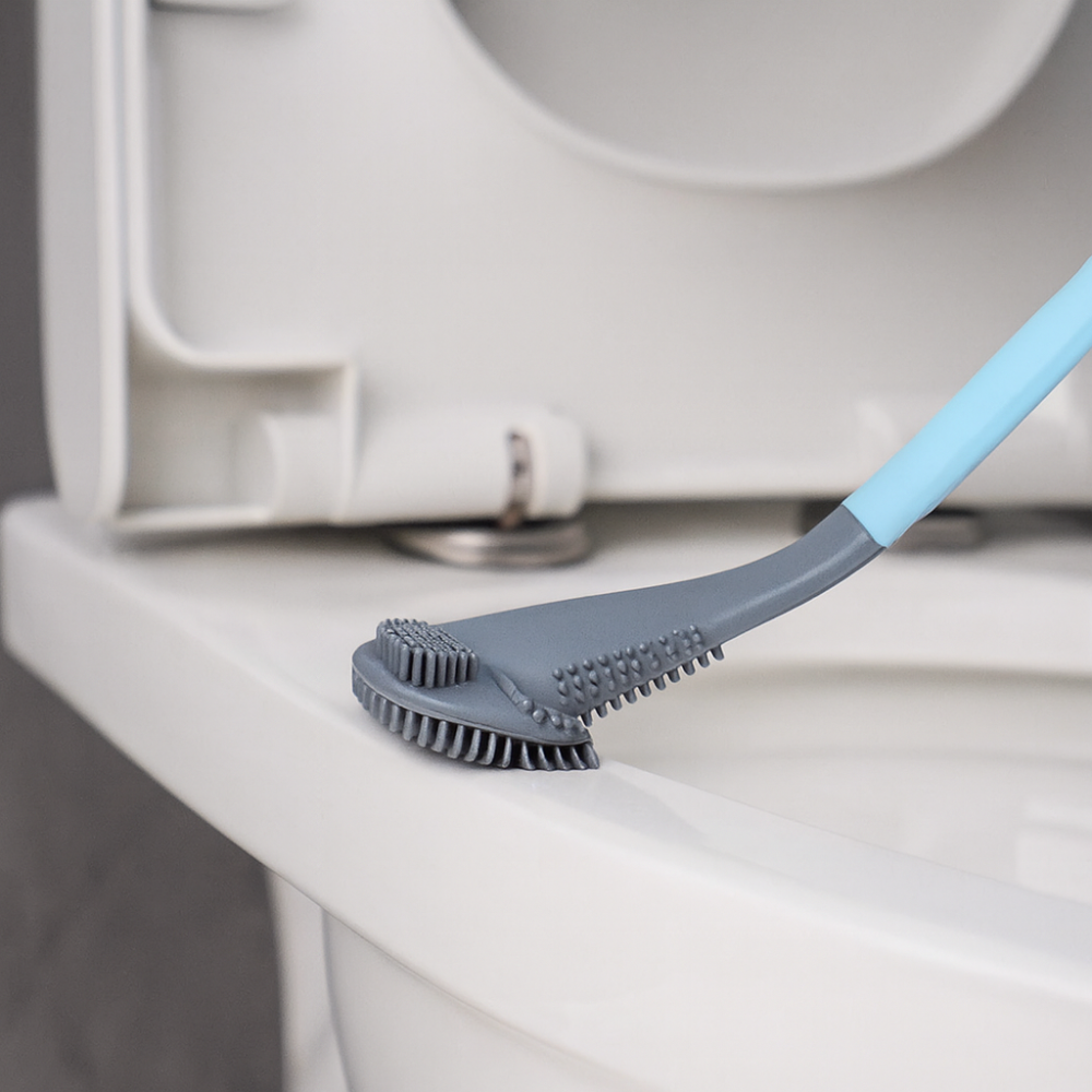 SmartBrush – Brosse de toilette intelligente – Tête flexible en L – Poils en TPR anti-saleté – Support mural sans perçage