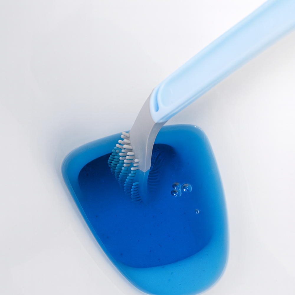 SmartBrush – Brosse de toilette intelligente – Tête flexible en L – Poils en TPR anti-saleté – Support mural sans perçage