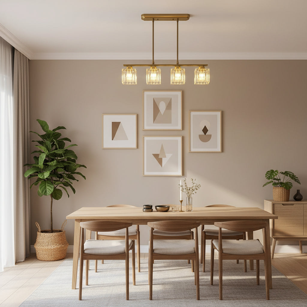 Maison Elvion – Suspension design nordique à plusieurs têtes – Verre et fer – Éclairage moderne pour îlot de cuisine, salle à manger ou salon – 3 ou 4 lampes réglables