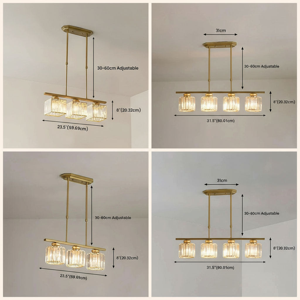 Maison Elvion – Suspension design nordique à plusieurs têtes – Verre et fer – Éclairage moderne pour îlot de cuisine, salle à manger ou salon – 3 ou 4 lampes réglables