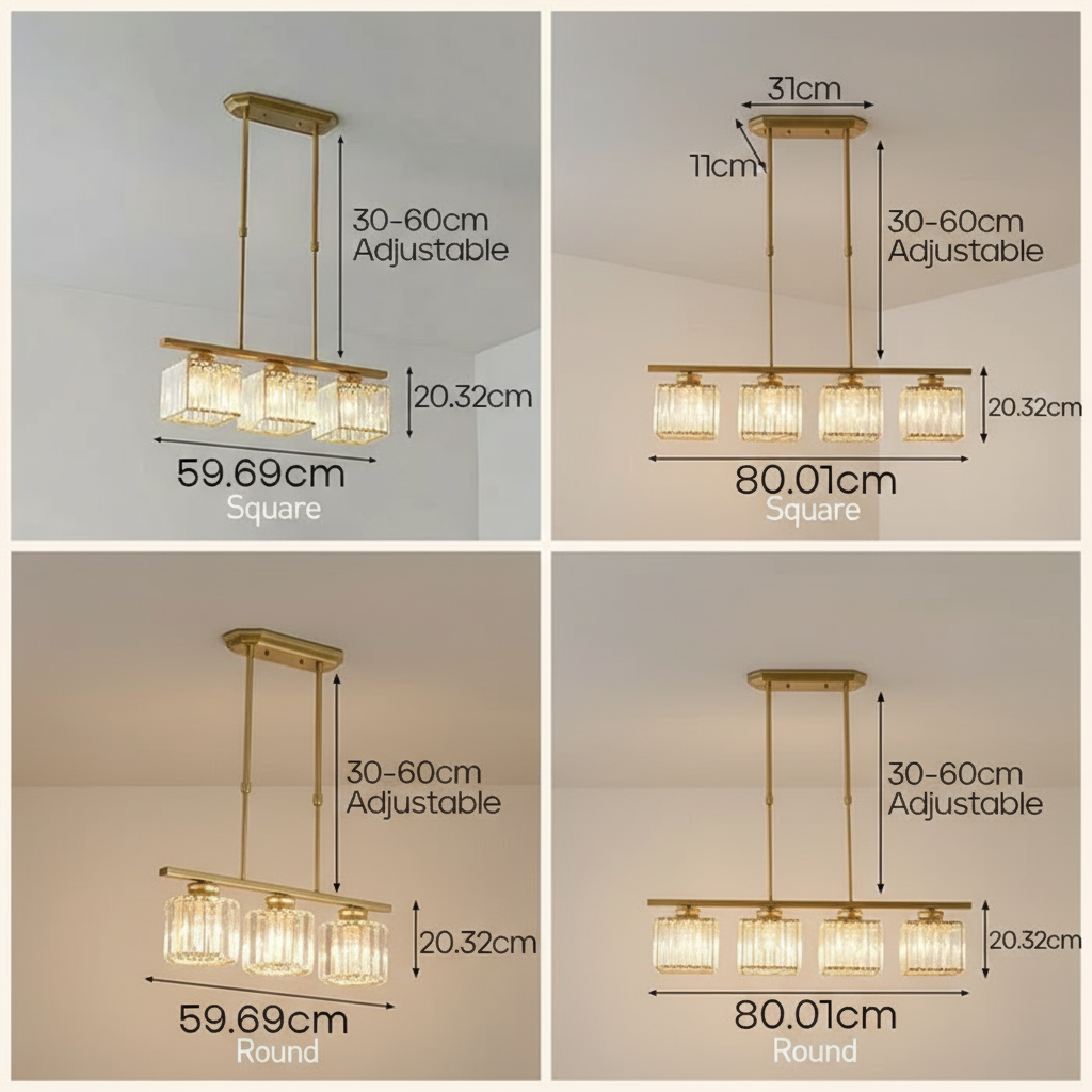 Maison Elvion – Suspension design nordique à plusieurs têtes – Verre et fer – Éclairage moderne pour îlot de cuisine, salle à manger ou salon – 3 ou 4 lampes réglables