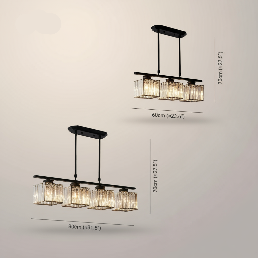 Maison Elvion – Suspension design nordique à plusieurs têtes – Verre et fer – Éclairage moderne pour îlot de cuisine, salle à manger ou salon – 3 ou 4 lampes réglables
