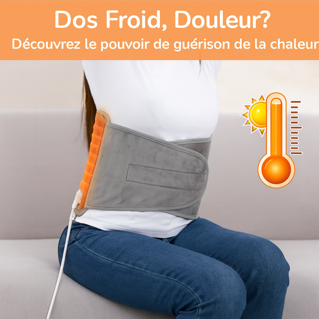 Maison Elvion – Attelle thermique – Ceinture chauffante pour le bas du dos – Ajustable 125 × 30 cm – Avec télécommande et minuterie – Soulagement musculaire et stimulation de la circulation sanguine