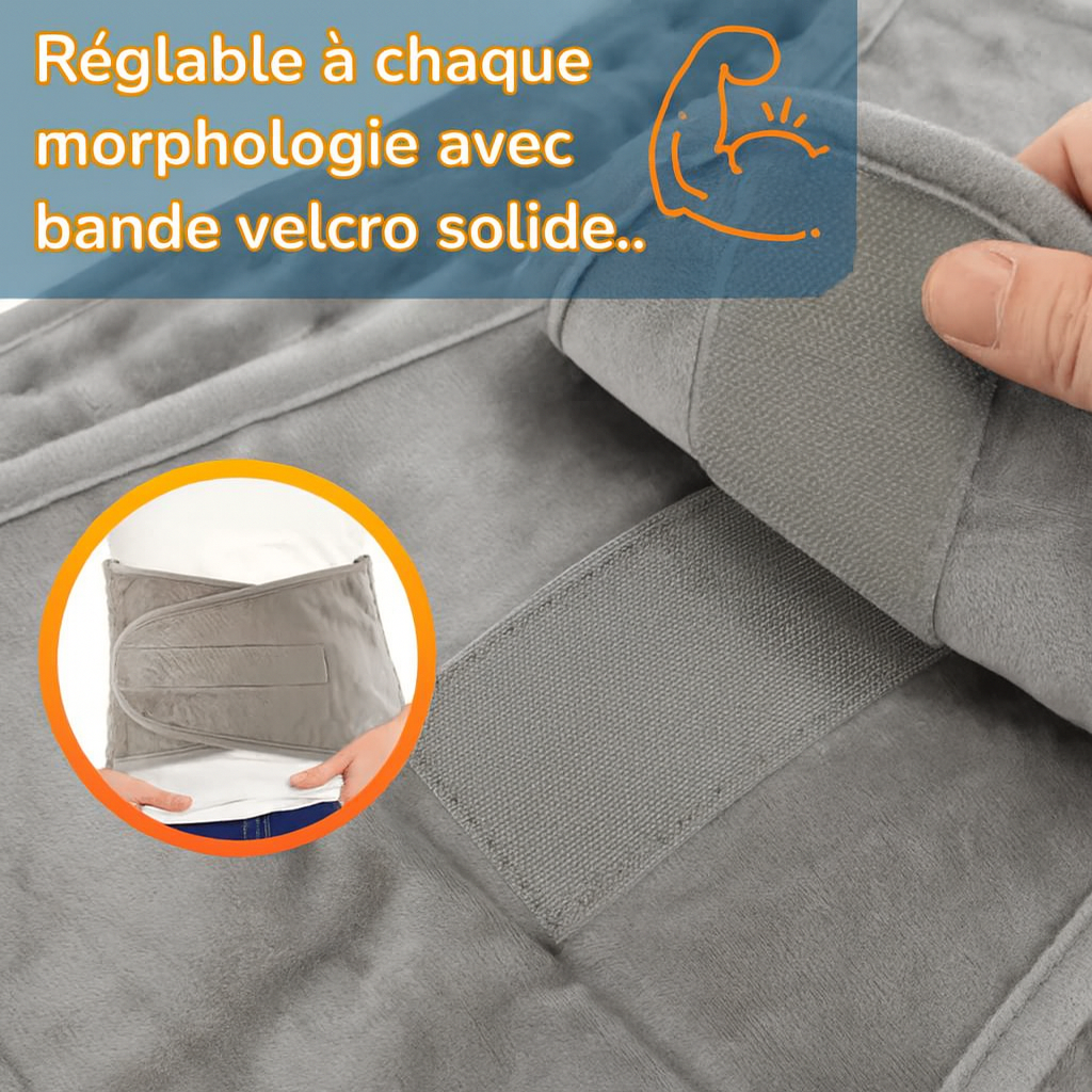 Maison Elvion – Attelle thermique – Ceinture chauffante pour le bas du dos – Ajustable 125 × 30 cm – Avec télécommande et minuterie – Soulagement musculaire et stimulation de la circulation sanguine