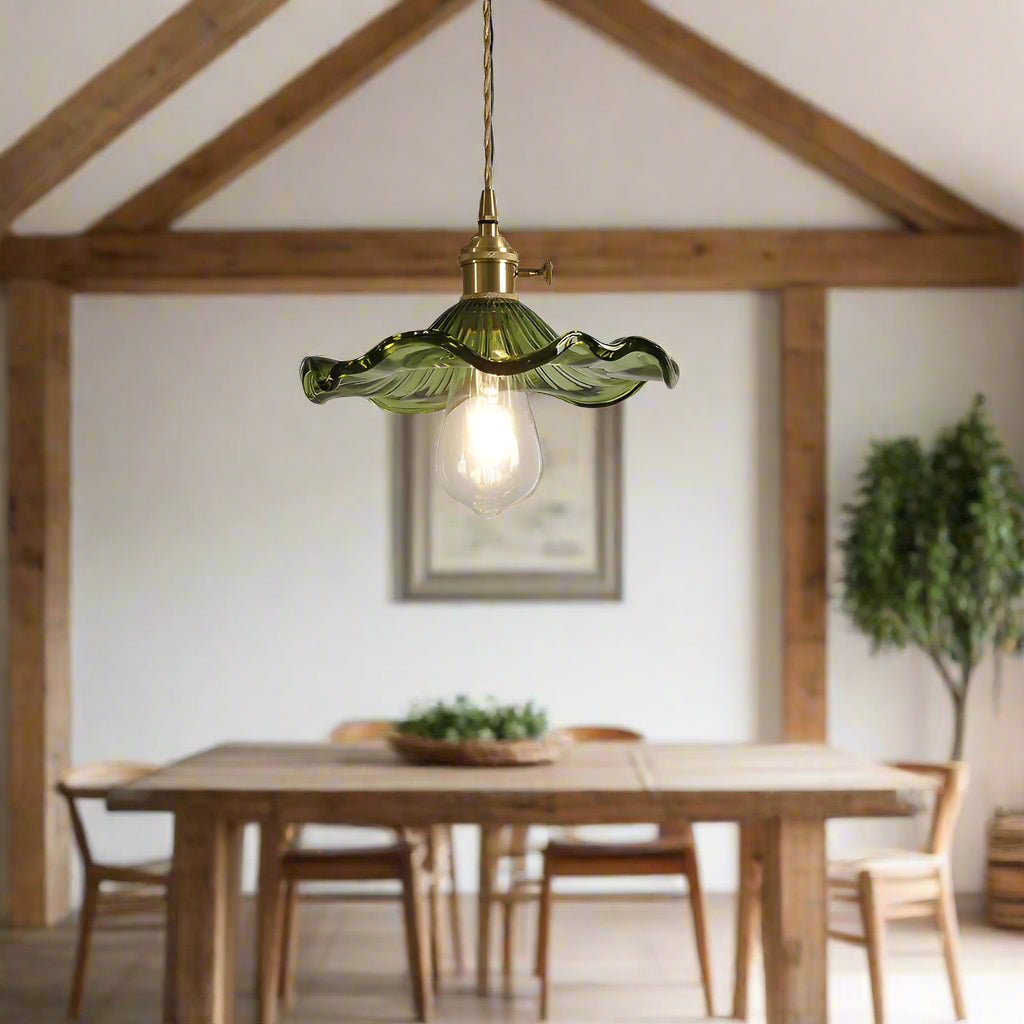 Suspension en forme de fleur – Hibiscus – Verre et laiton
